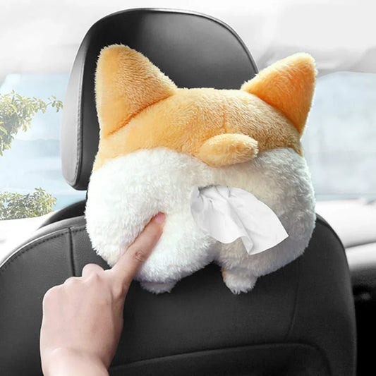 Tissue Box Cover Soft Adorable Corgi Butt Shaped Creative Storage Bag Hanging Pouch Tissue Box Wrapper For Car Home 52.00 AED